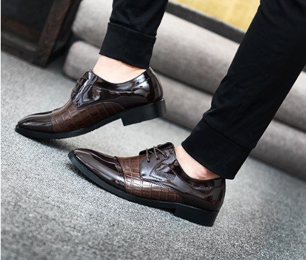 pattern autumn men's pointed business dress size-shoess leather men's size-shoess single size-shoess size-shoess men